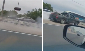 Roda se solta de carro em movimento na BR-101, em São Gonçalo