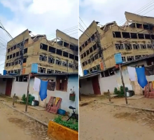 Parte de prédio cede e ameaça desabar em Campos